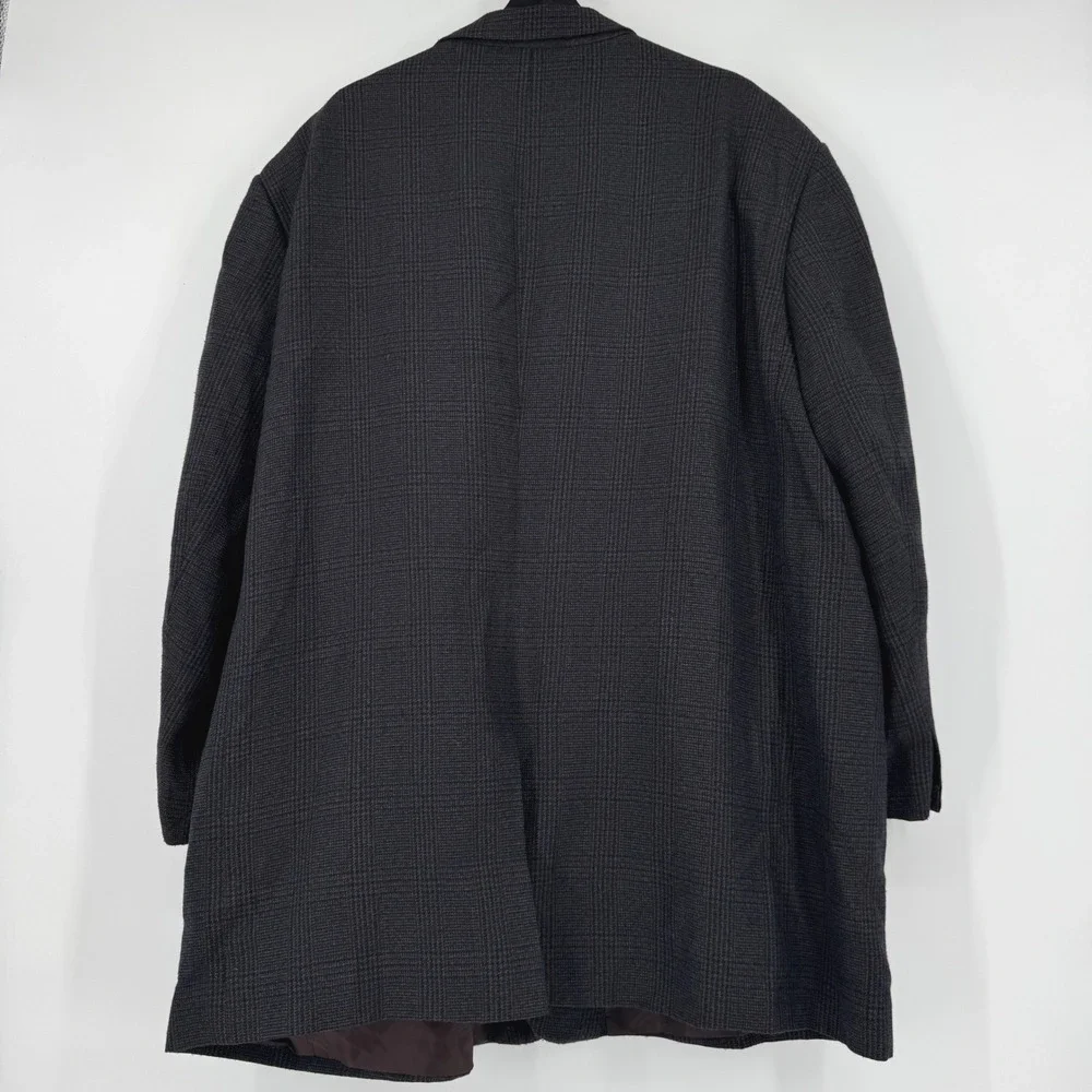 Oak Hill Mens Gray Glen Check Plaid 58L Two Button Blazer Sport Coat Jacket